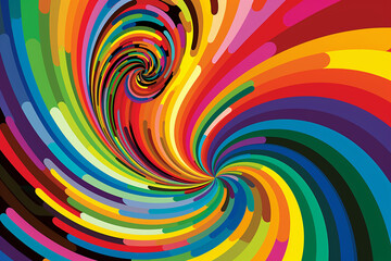 Colorful spiral background. Digital illustration.   Abstract background. Rainbow colors.  Pride day concept.    Generative ai