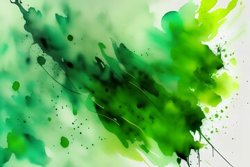 Abstract green watercolor , green splashes , hand painted background - generative ai
