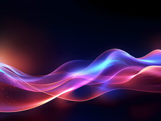 abstract futuristic background with glowing neon moving high speed wave lines and bokeh lights. Data transfer concept, Ai