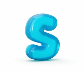 Fototapeta premium 3D rendering of the letter S in a blue liquid texture on the white background