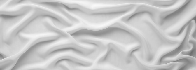 White tulle fabric as background, top view. Banner design