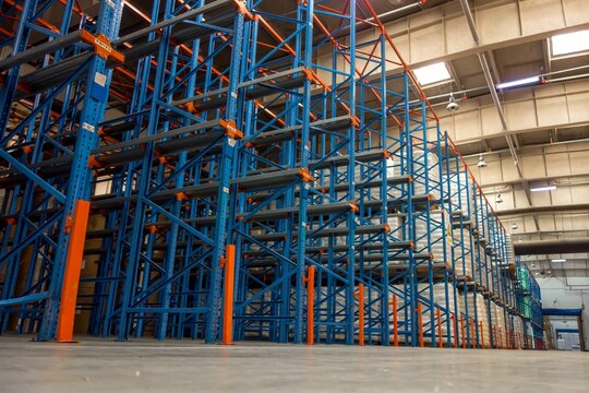 Ultra High Shelves in A Warehouse Waiting to Load Goods