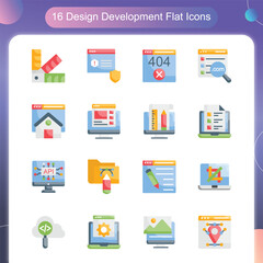 Design Development Vector Flat icon set illustration Set 03