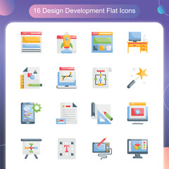 Design Development Vector Flat icon set illustration Set 01