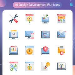 Design Development Vector Flat icon set illustration Set 02