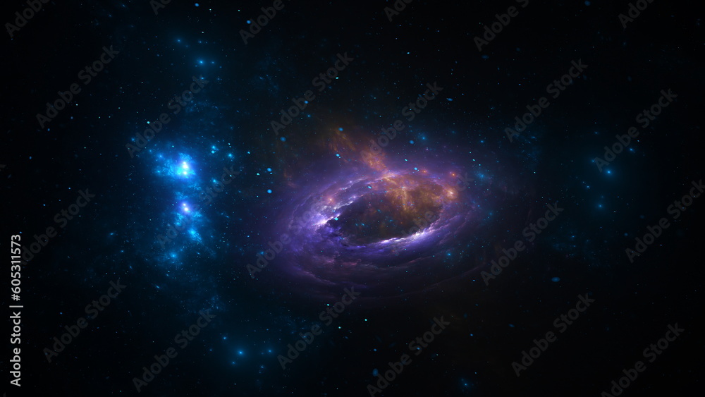 Wall mural universe space scene with planets, stars and galaxies, nebula. panorama. template banner. 3d render