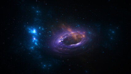 Fototapeta na wymiar Universe Space scene with planets, stars and galaxies, nebula. Panorama. Template banner. 3d render