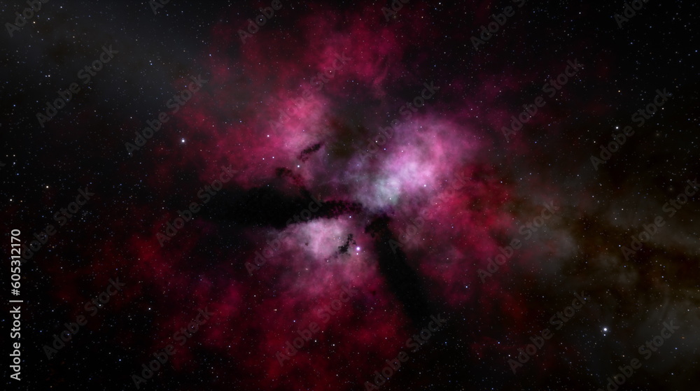 Wall mural cosmic nebula in space among stars and galaxies. gas dust clouds nebula in outer space. birth and ex
