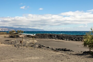 Obraz premium Beautiful view of the El Socorro beach in Guimar, Santa Cruz de Tenerife, Spain