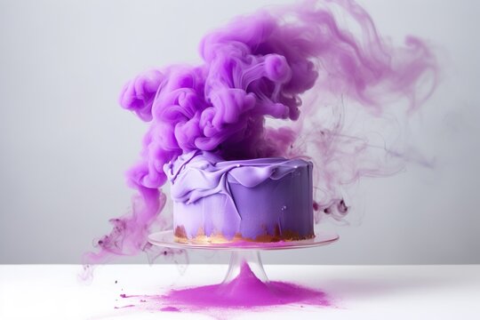 AI generated image of birthday cake with smoke