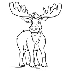Moose: Vector, Line art, Coloring, Wildlife, Animal, Cute