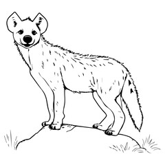 Hyena: Vector, Line art, Coloring, Wildlife, Animal, Cute