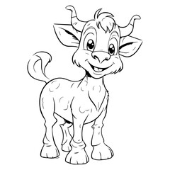 Cow: Vector, Line art, Coloring, Wildlife, Animal, Cute
