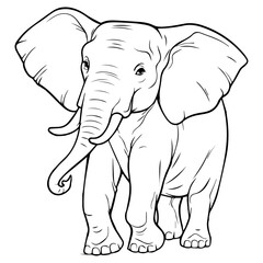 Elephant: Vector, Line art, Coloring, Wildlife, Animal, Cute