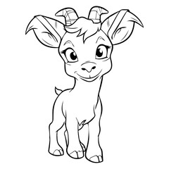Goat: Vector, Line art, Coloring, Wildlife, Animal, Cute
