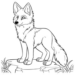 Wolf: Vector, Line art, Coloring, Wildlife, Animal, Cute