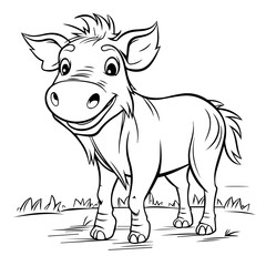 Warthog: Vector, Line art, Coloring, Wildlife, Animal, Cute