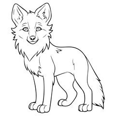 Wolf: Vector, Line art, Coloring, Wildlife, Animal, Cute