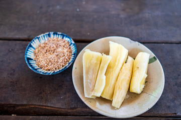 White sweet potato cooked by boiling. Vietnamese food