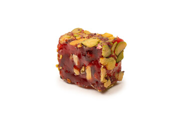 Sweet roll with pomegranate and pistachios, turkish sweets.