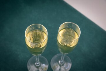 Closeup shot of two glasses of champagne
