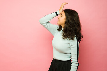 Upset teen girl having memory problems