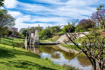 Fototapeta premium Beautiful shot of the Amphitheater and Lake Vitoria Regia in the city of Bauru, Sao Paulo