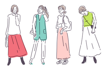 女性のイラスト素材セット