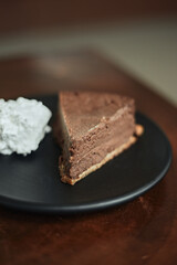 homemade chocolate cake on table .