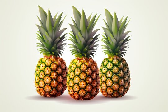Pineapple cut in half on a white background from generative ai
