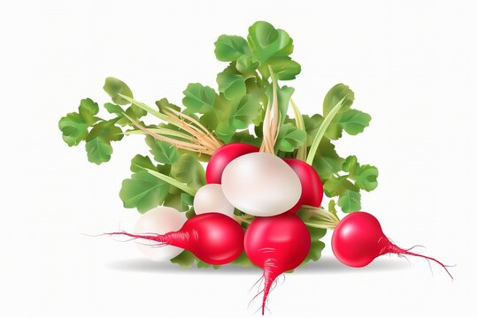 Red radish on a white background from generative ai