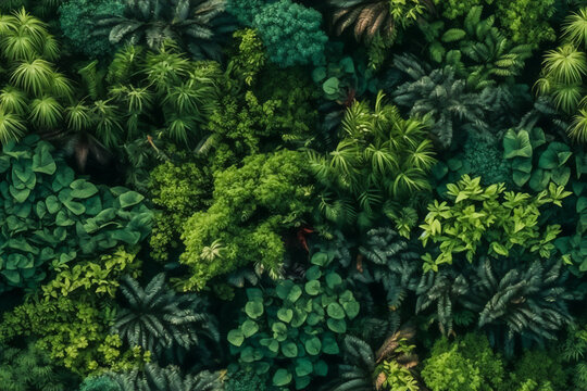 AI generative seamless tropical forest background.