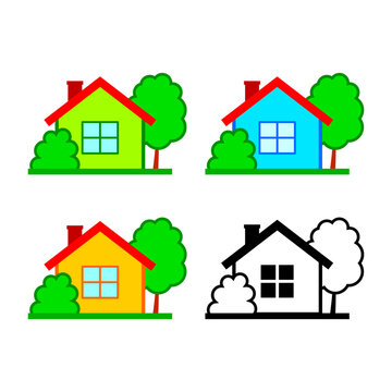 House vector icons on white background