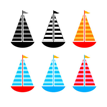 Sailboat vector icons on white background
