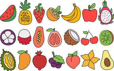 Tropical Fruits Illustration Set