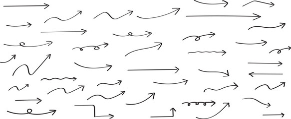 かわいい手書きの矢印セット　   Hand drawn cute vector arrows set