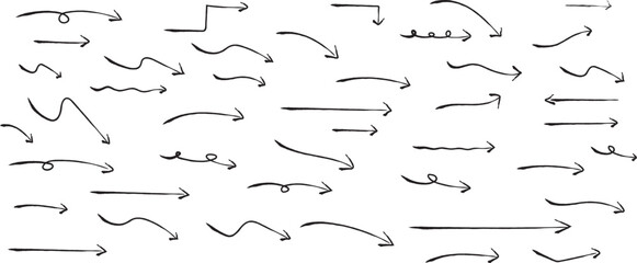 かわいい手書きの矢印セット　   Hand drawn cute vector arrows set