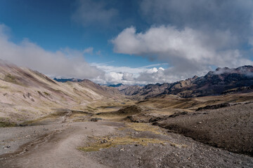 Fototapeta na wymiar Andes landscape with sky in peru