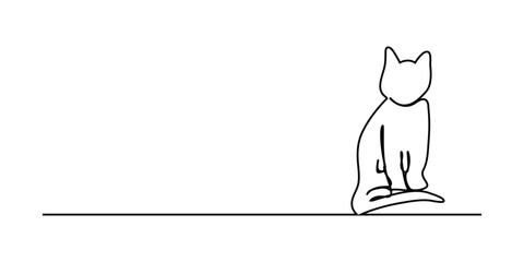 Cat in continuous line art drawing style. Minimalist black linear sketch isolated on white background. Vector illustration © Nitinan