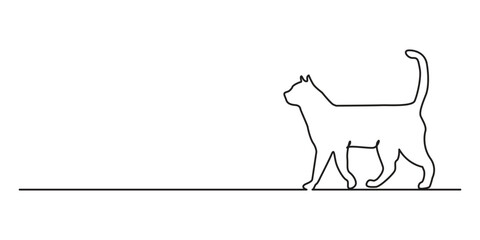 Cat in continuous line art drawing style. Minimalist black linear sketch isolated on white background. Vector illustration