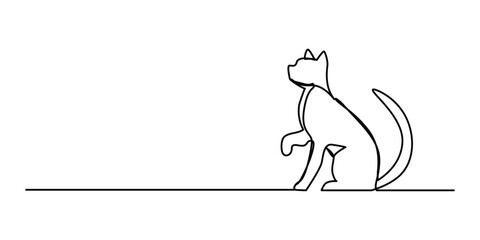 Cat in continuous line art drawing style. Minimalist black linear sketch isolated on white background. Vector illustration
