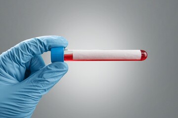 Blood sample tubes in hand, medical concept