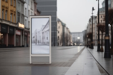 Obraz premium An empty billboard mockup in the heart of the city, a prime spot for your next advertising campaign. AI Generative.