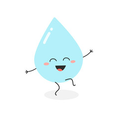 Cheerful cartoon water drop dancing vector illustration