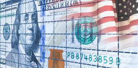 Closeup dollar on the background of a chart. U.S. economy. 3d illustration