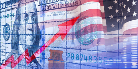 Closeup dollar on the background of a chart. U.S. economy. 3d illustration