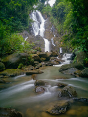Extraordinary beauty, enjoying the waterfall in Kuningan, West Java, 23 May 2023. Kuningan, paradise for hidden waterfalls