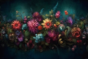 Obraz na płótnie Canvas Dark Beauty Flowers Abstract Background Generative AI 