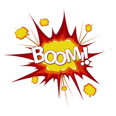 Vibrant Comic-Style Boom: Vector Graphic Illustration of Explosive Burst in Red and Yellow