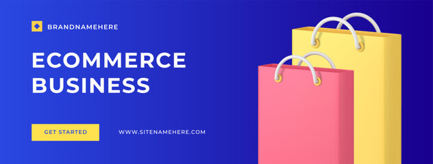 E commerce business retail marketing strategy optimization social media banner 3d icon vector